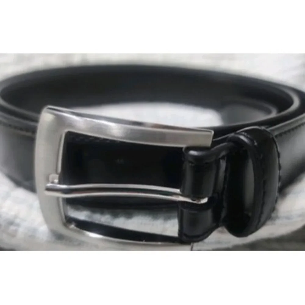 Sportoli Classic Leather Belt Black Single Prong silver Buckle Mens Belt Size 40